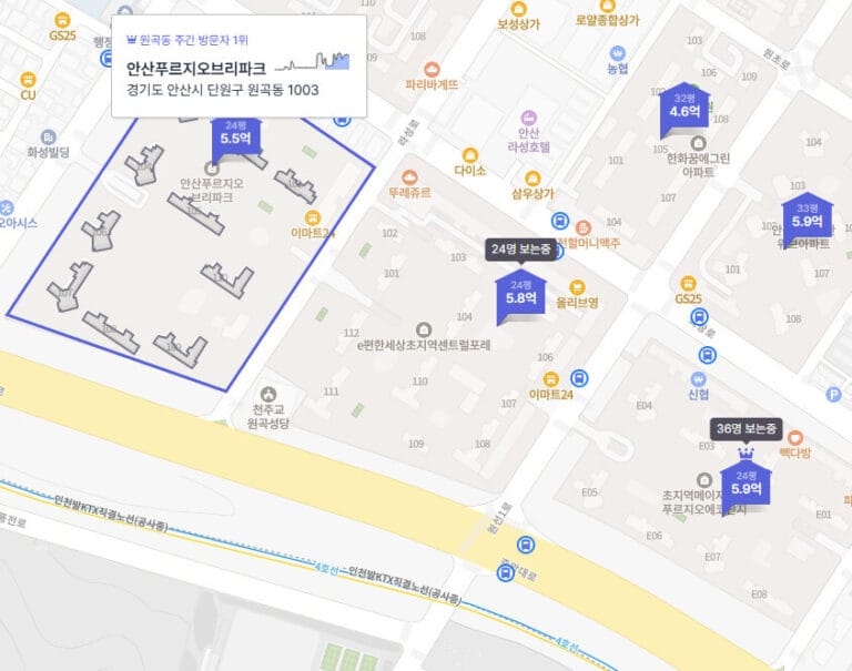 안산 푸르지오 브리파크 주변 분양가